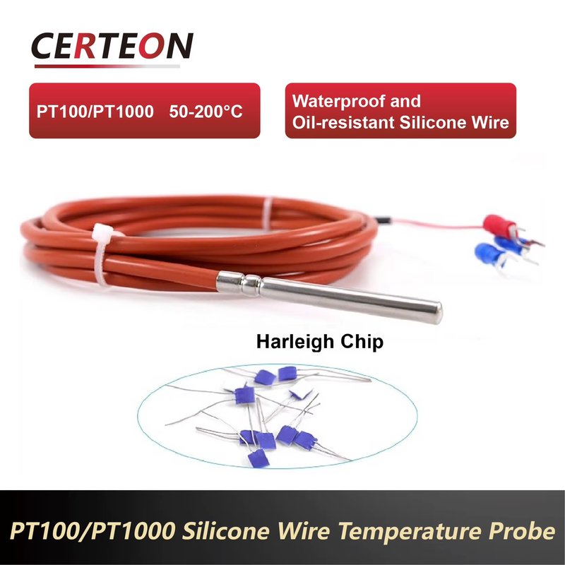 High Accuracy PT100 PT1000 RTD Temperature Sensor Waterproof High Temp Probe Sil