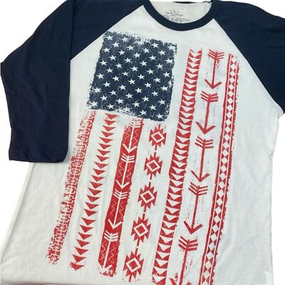 Crazy Train Flag Live Free Baseball Tee