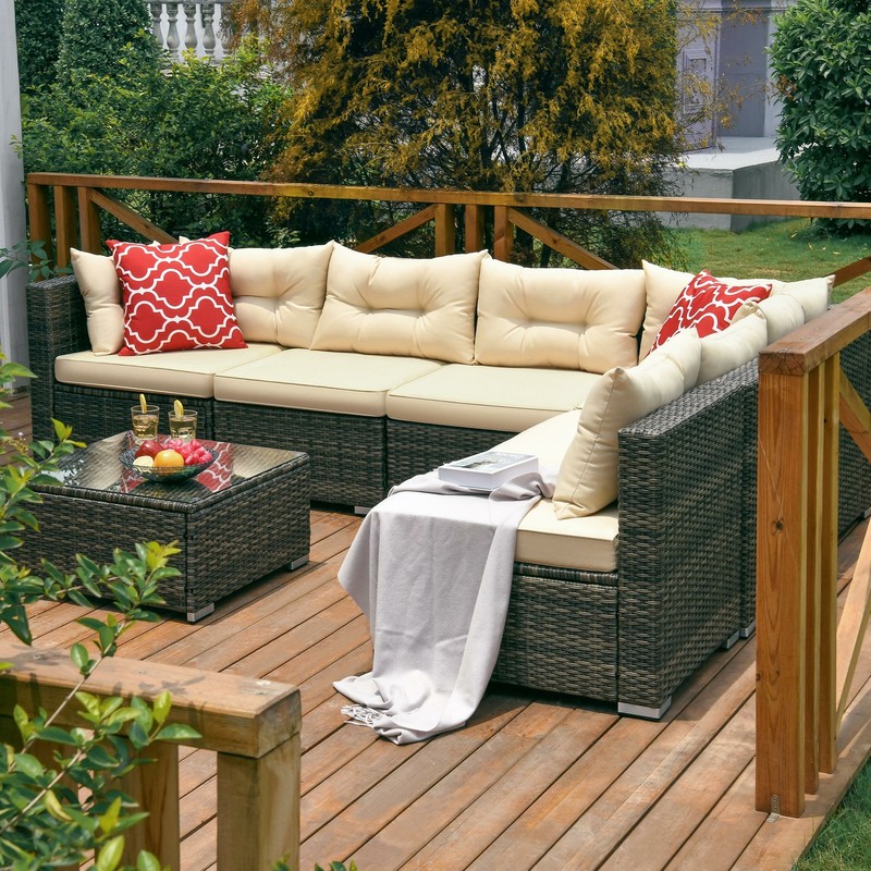 YITAHOME 7PCS Patio Wicker Furniture Outdoor Rattan Sofa Garden Conversation Set