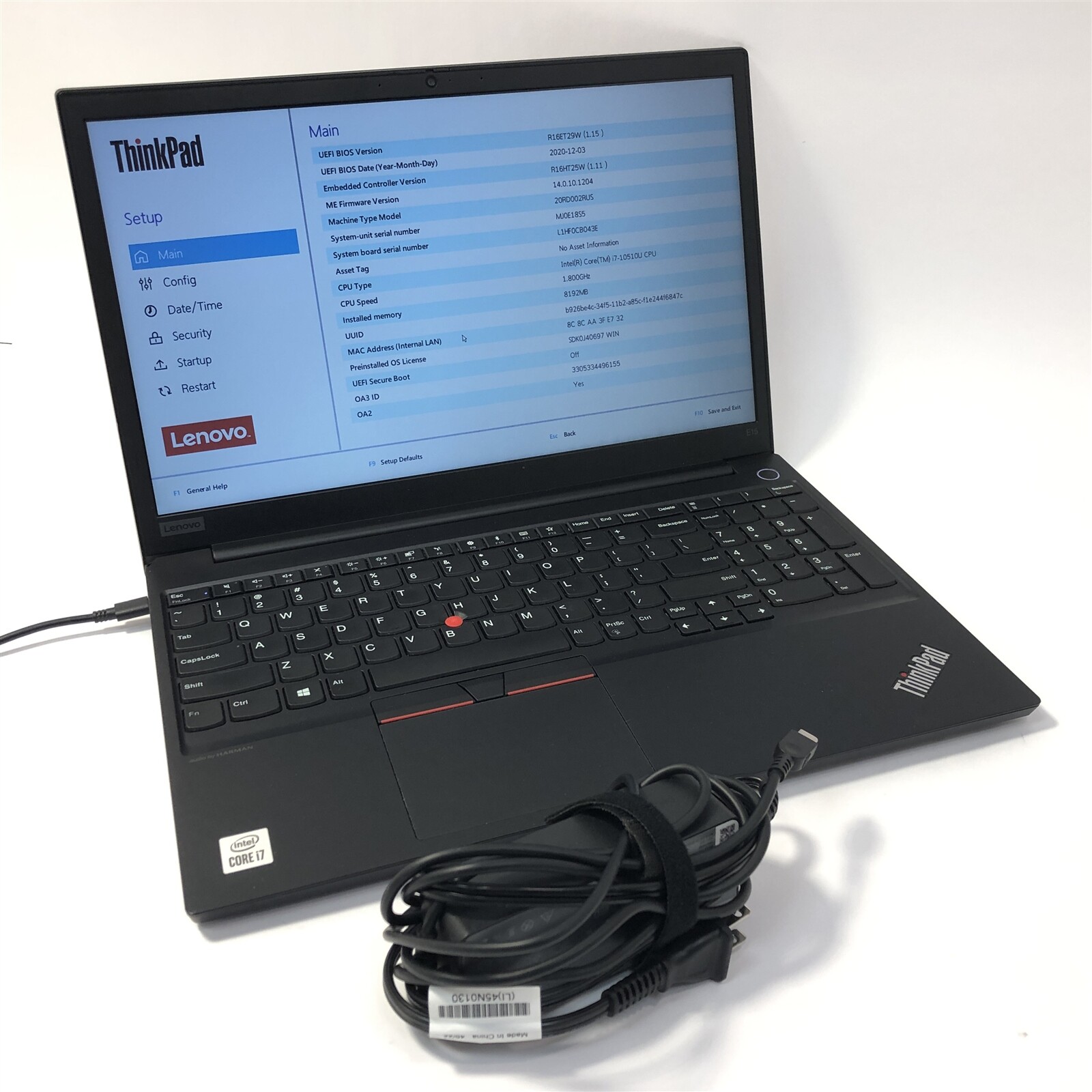 Lenovo ThinkPad E15 Gen 1 Laptop i7-10510U 512GB SSD 8GB RAM