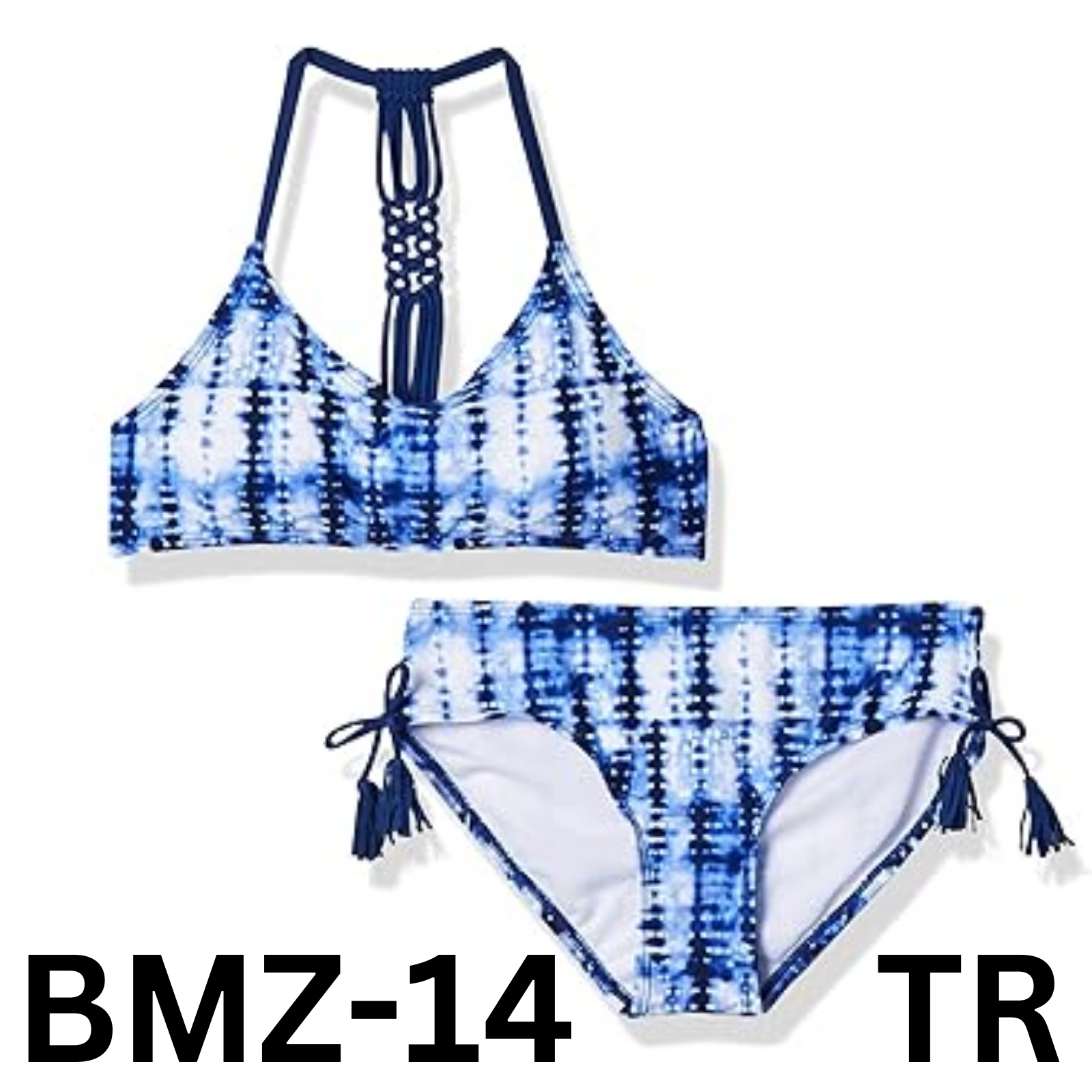 Kanu Surf Girls V-Neck Bikini Beach Sport 2pc Swimsuits, Willow Navy Tie-Dye, 10