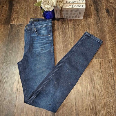 Hudson Zinc Dark Blue Wash Barbara High Waist Super Skinny Ankle Jeans 24 NWT
