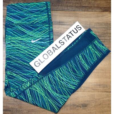 WOMENS NIKE POWER EPIC LUX CROPPED RUNNING GREEN TEAL TIGHTS SZ XS (799790-346)