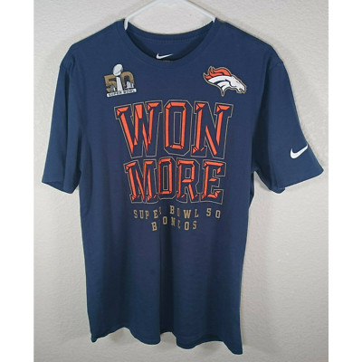 NIKE Men's Large Denver Broncos Superbowl 50 ''Won More'' T-Shirt, Blue Tee