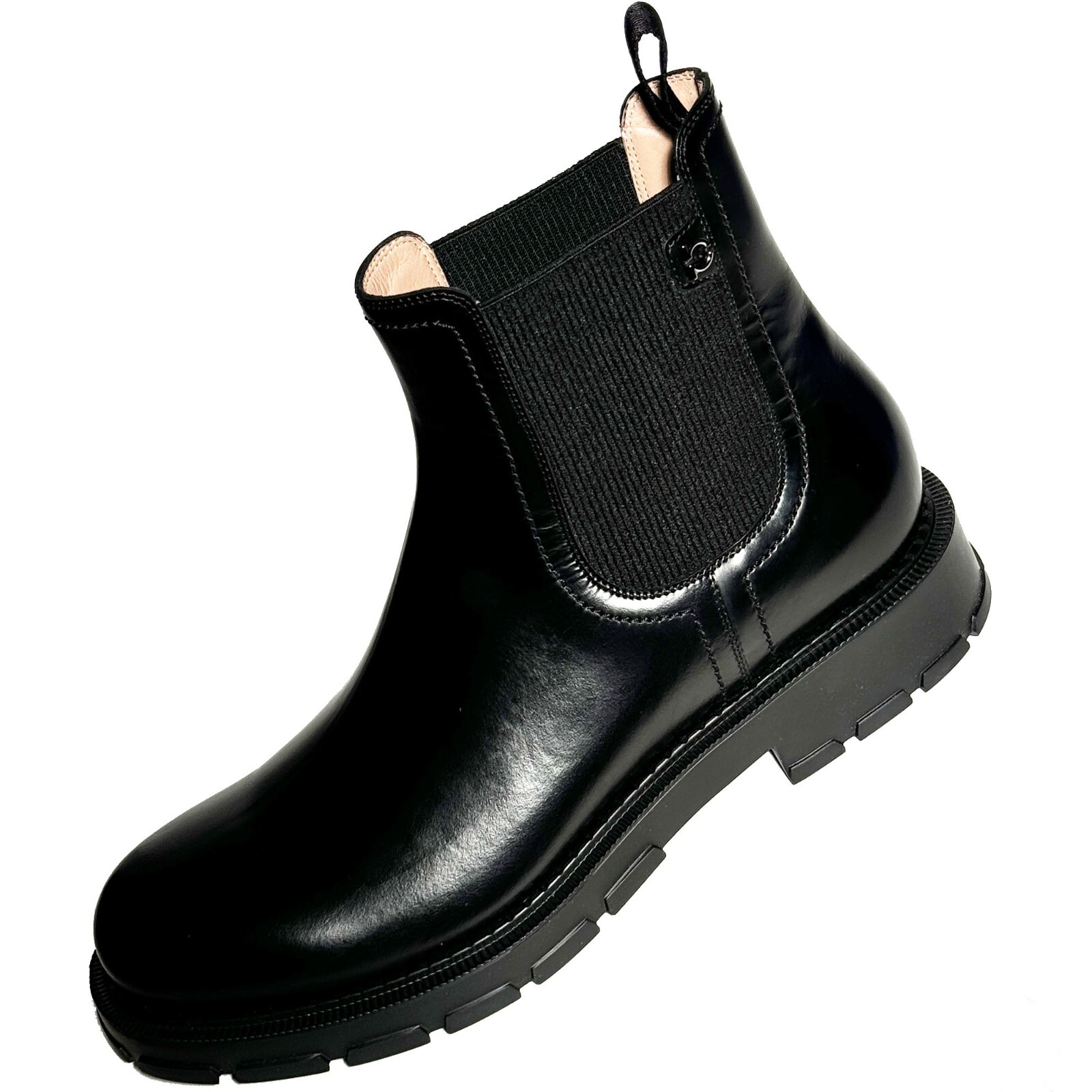 Pre-owned Ferragamo Men's Black Leather Formal Chelsea Ankle Gancini Boots Dress Casual