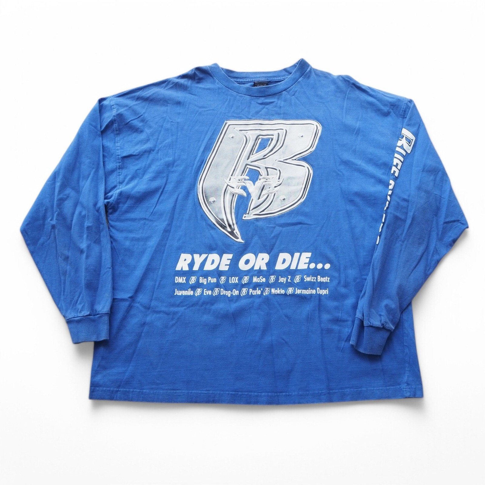 Ruff Ryders Ryde or Die Vintage 90s Y2K Blue Long Sleeve Shirt