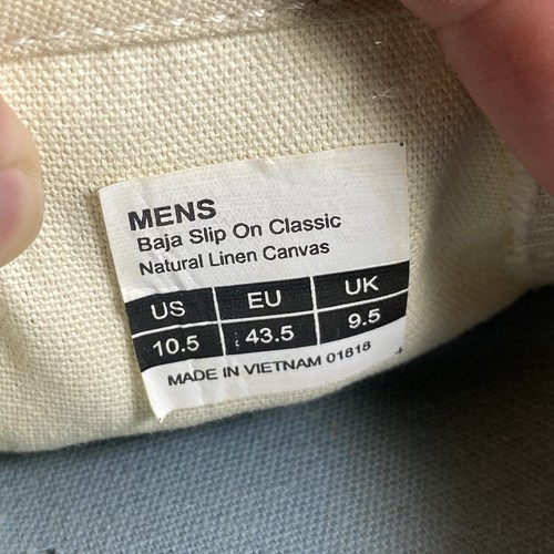 Seavees Mens 10.5 Baja Sneakers Slip On Natural Canvas Linen Beige Shoes