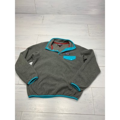 Patagonia Synchilla Snap-T Fleece Pullover Mens S Gray Turquoise Blue 25450