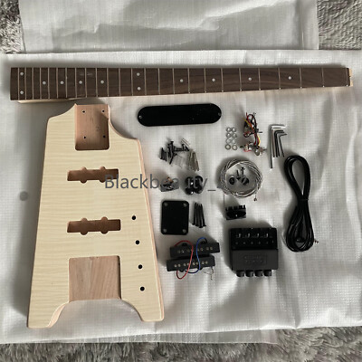 Unfinished Steinberger Headless Electric Guitar Kit Flamed Maple Top SS Pickups