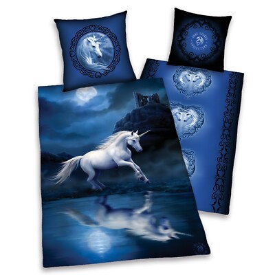 Anne Stokes Bettwäsche Moonlight Einhorn 2 tlg. 135/200 Digitaldruck Fantasy NEU