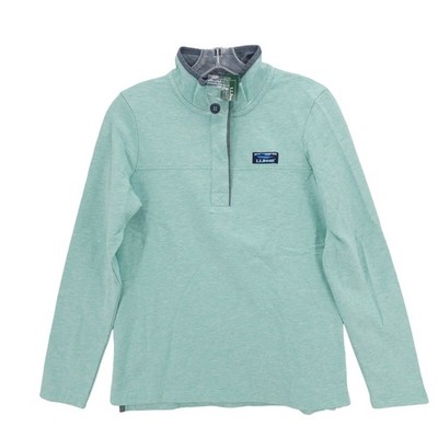 NWT LL BEAN Soft Cotton Rugby Henley Pullover Teal Heather Women's XS