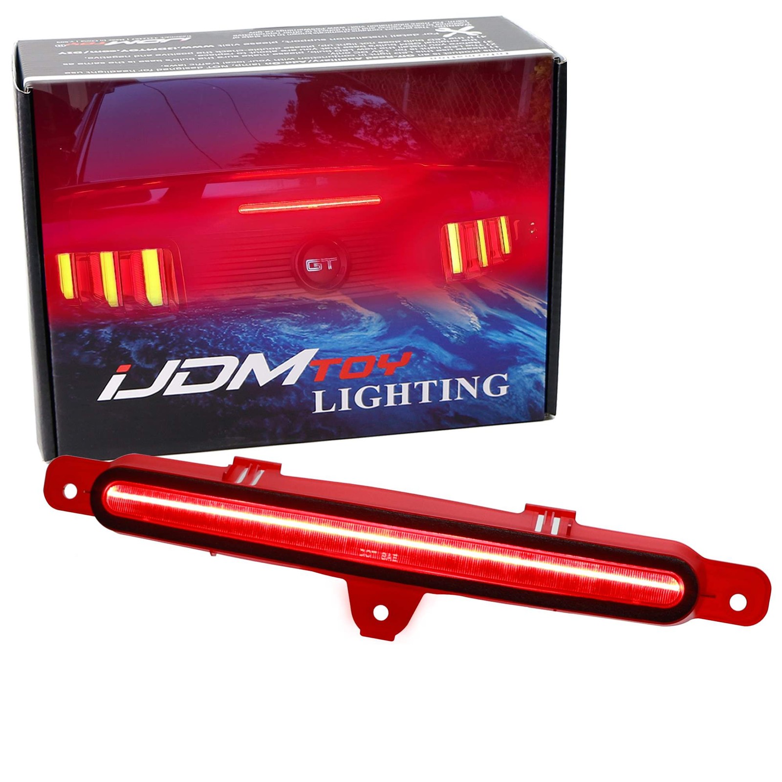 Dark Red Lens Full LED Trunk Lid/Spoiler Third Brake Light For 2010-2014 Mustang