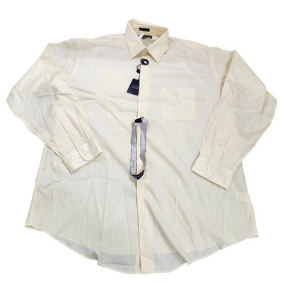 PRONTO UOMO DRESS SHIRT MENS 17.5 36/37 COUTURE YELLOW STRIPE NON-IRON EUC