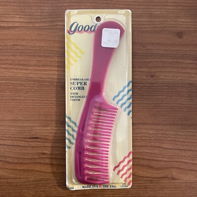 Vintage Goody Super Comb With Detangler Teeth NOS 1989 Hot Pink Made In USA