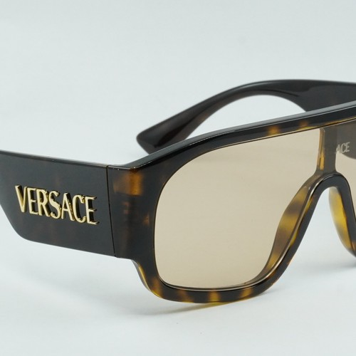 Pre-owned Versace Ve4439 108/73 Havana/light Brown 133-1-145 Sunglasses