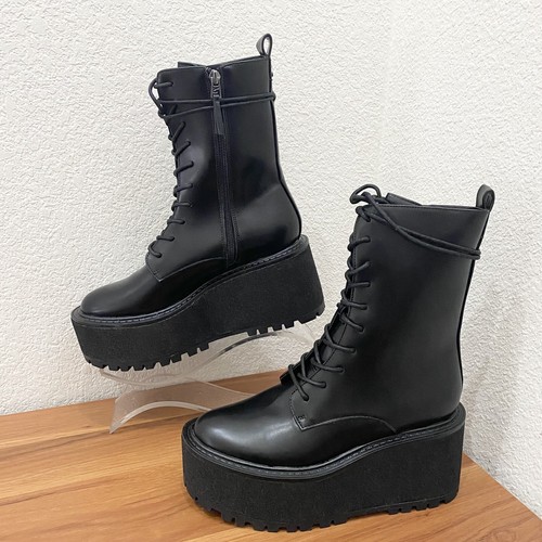 Circus NY by Sam Edelman Slater Black Faux Leather Combat