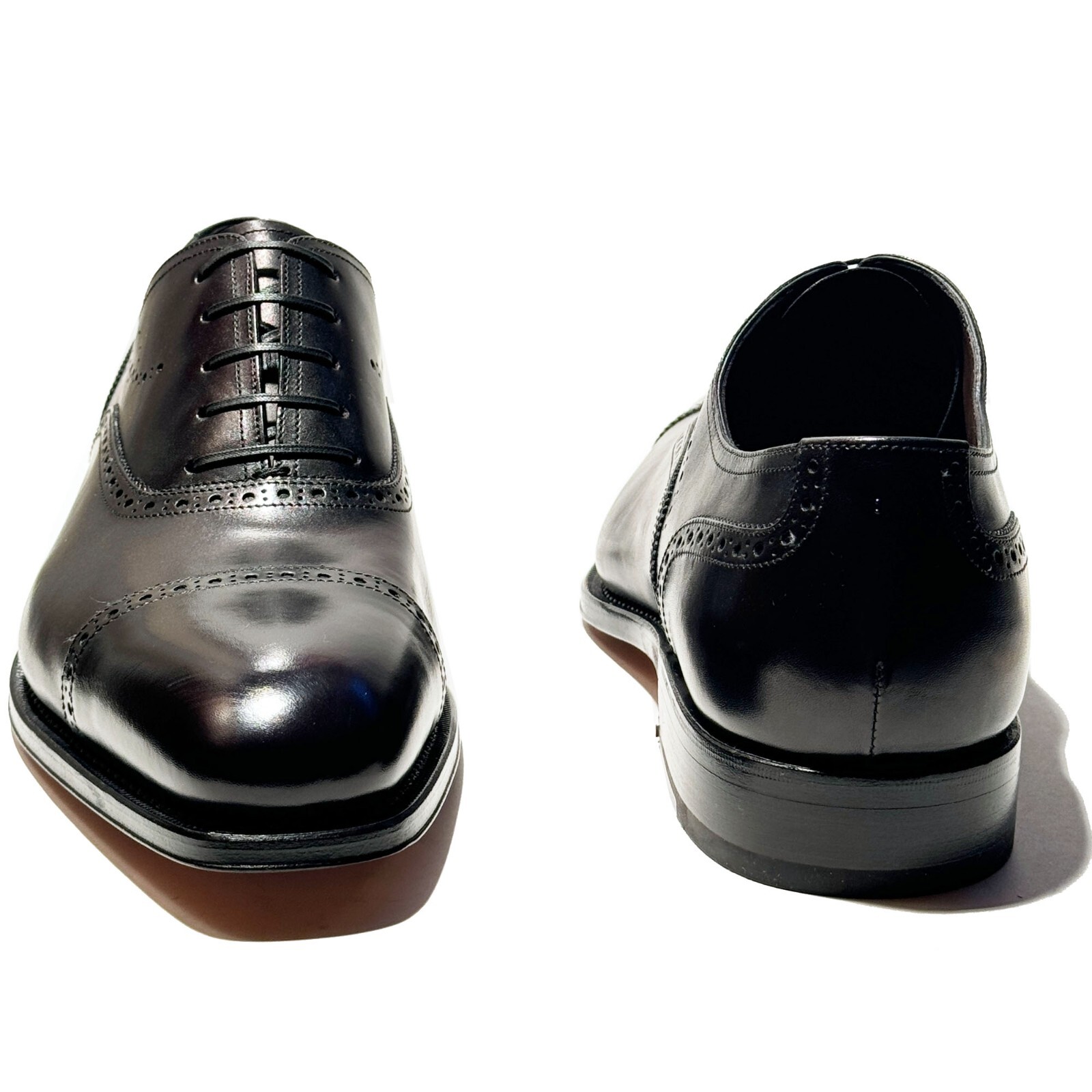 FERRAGAMO FERRAGAMO PIZZARRO TRAMEZZA BLACK LEATHER CAP TOE OXFORD MEN'S DRESS SHOES