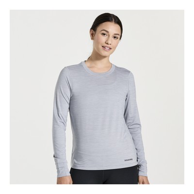 Saucony Women Boulder Baselayer Light Grey Heather L Apparel