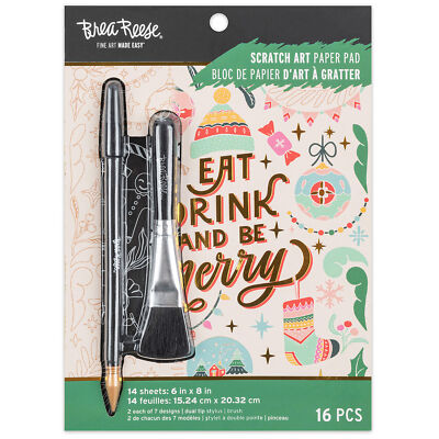 Brea Reese: Scratch Art Paper Pad - Retro Holiday Greetings - 14 6x8'' Pages