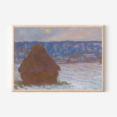 Claude Monet - Stack of Wheat Snow (1890) Poster, Art Print, Painting, Artwork