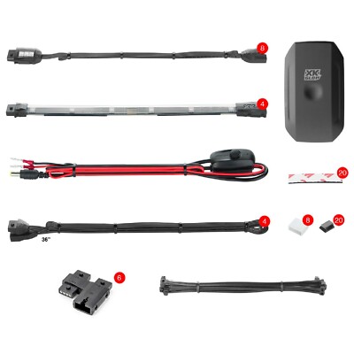 XKGlow XK034001-B Blue 12V 8 Pod & 2 Flex Strip Motorcycle LED Accent Light Kit