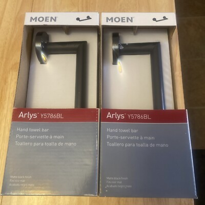Moen Genuine OEM Arlys Hand Towel Bar Y5786BL Matte Black Finish (2) Pack