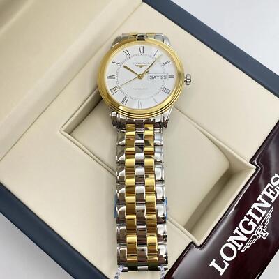 Pre-owned Longines Flagship 38.5mm Day-date Steel White Dial Automatic Watch L4.899.3.21.7