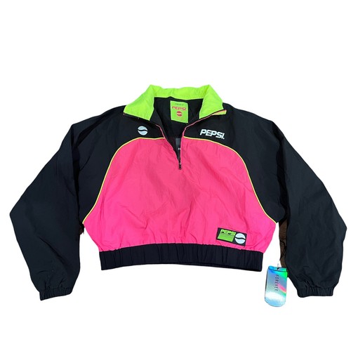 New Forever 21 X Pepsi Crop Track Jacket Women Medium Black
