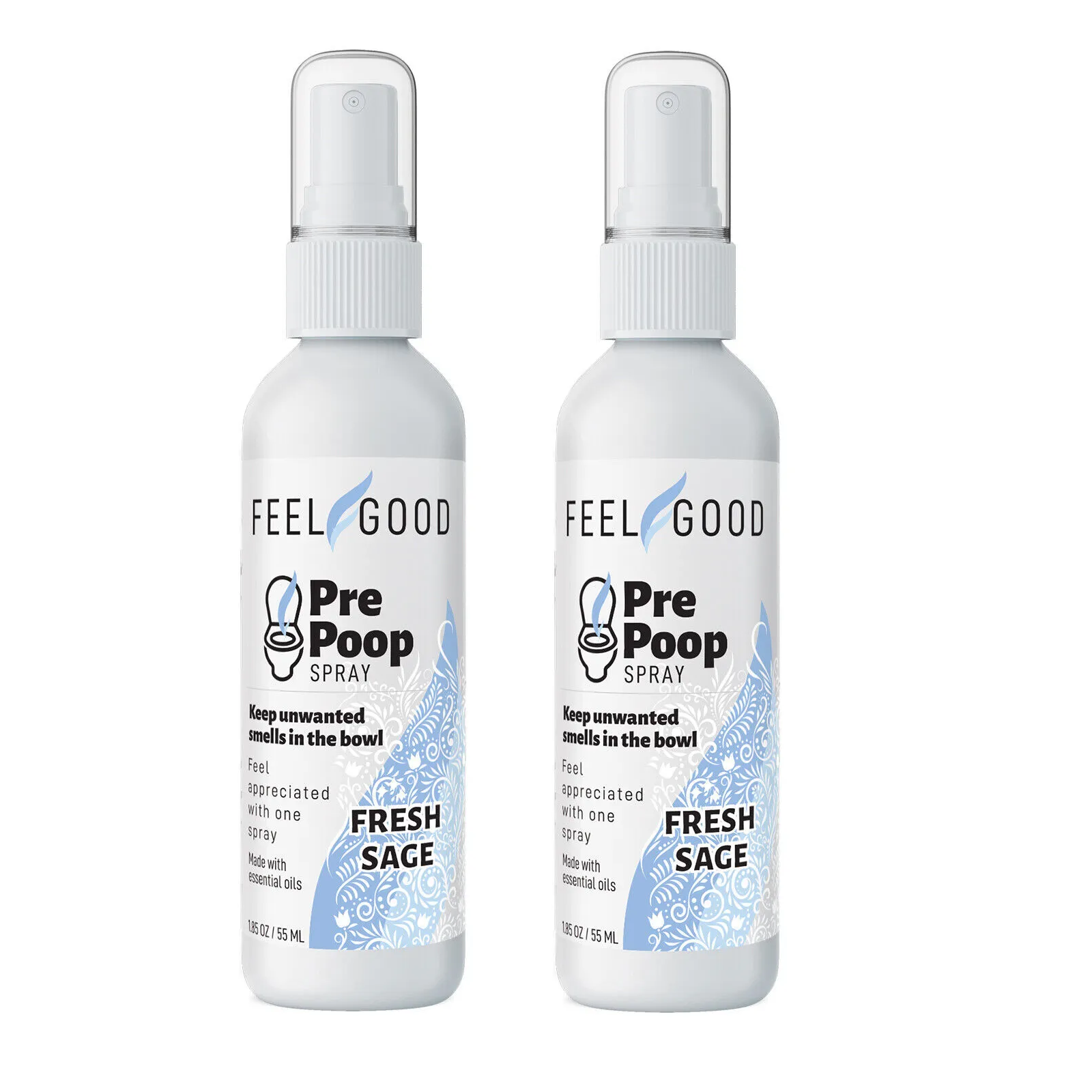 2x 55ml Pre Pooper Toilet Spray Air Freshener Bowl Fresh Sage Fragrance Perfume