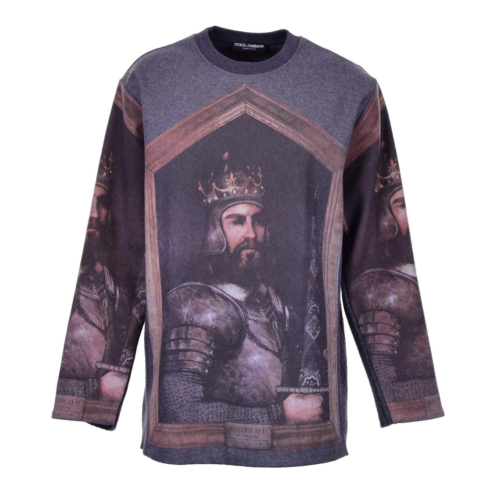 Dolce & Gabbana Oversize Свитер Knight King Пуловер из натуральной шерсти Серый 07309