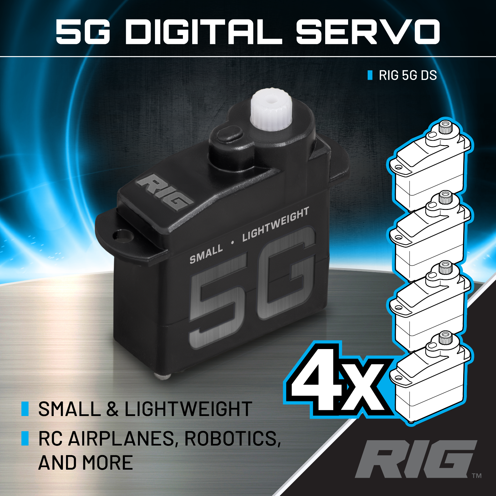 RIG 5G (4.3g) Ultra Micro Digital Servo - 4 SERVOS - FREE SHIPPING