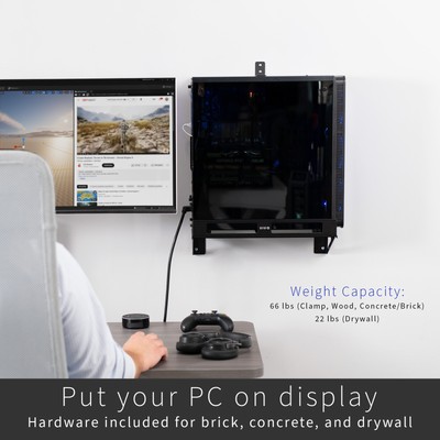VIVO Clamp-on Adjustable Deskside Gaming PC Holder with Wall Mounting Option