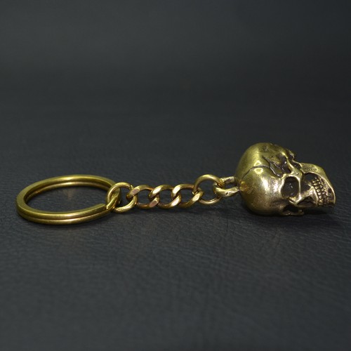 Vintage Brass Skull Pendant, Gothic Skull DIY Car Key Keychain Backpack pendant