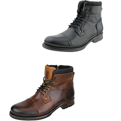 Asher Green Mens Genuine Leather Lace Up Ankle Motorcycle Combat Work Boots
