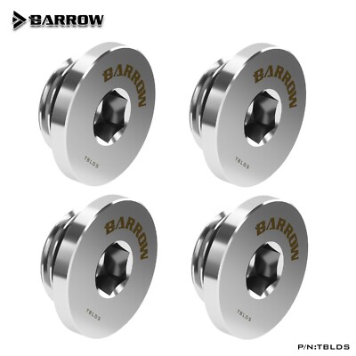 4 Pcs Barrow G1/4 Stop Plug Fitting Low Profile Internal Hex Socket TBLDS Silver