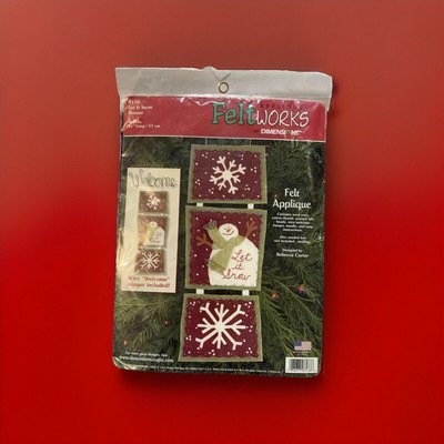 Dimensions Felt Works Let It Snow Banner Christmas Appliqué Sew Kit Hanger 8138