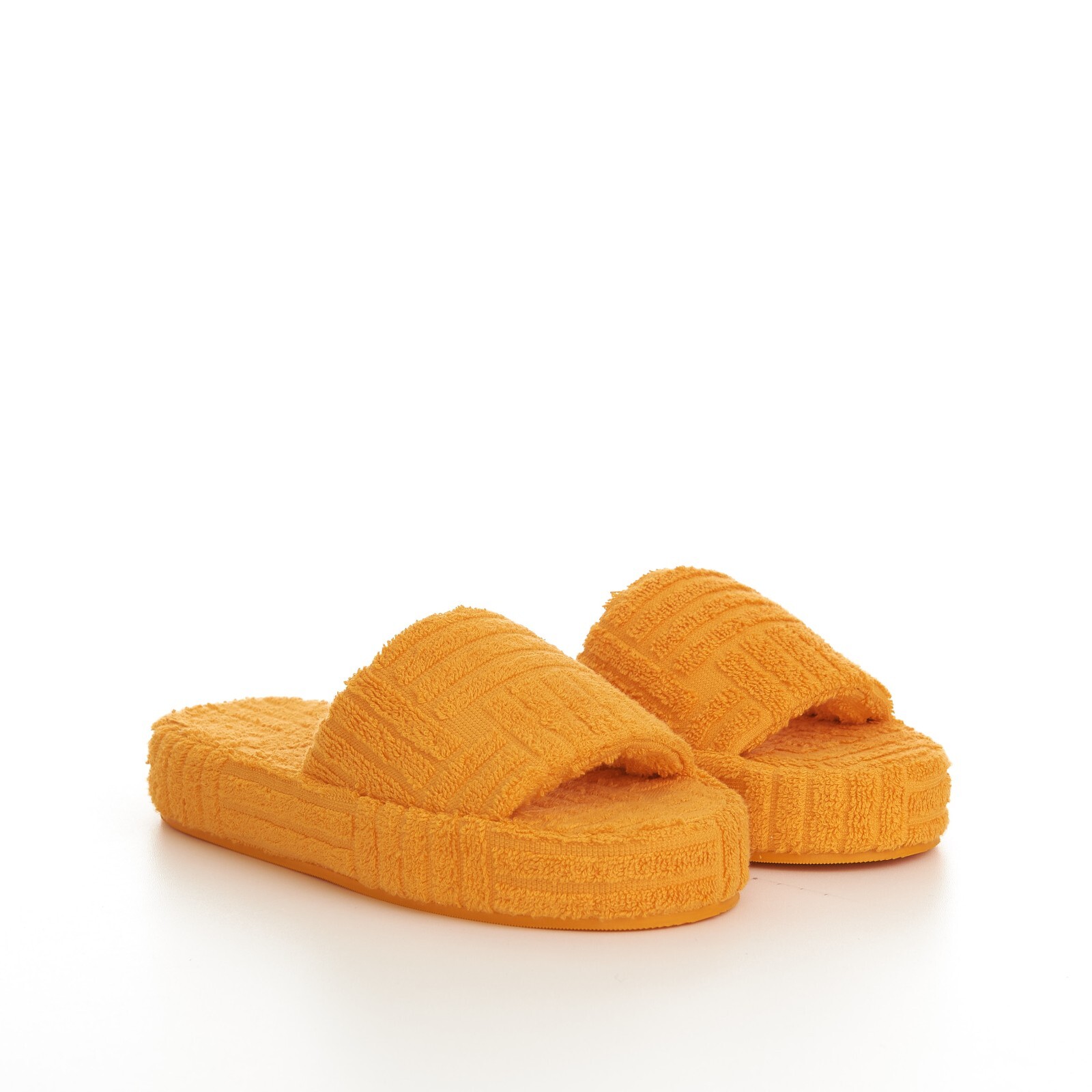 BOTTEGA VENETA 600$ Sponge Slide Sandals - Tangerine Orange