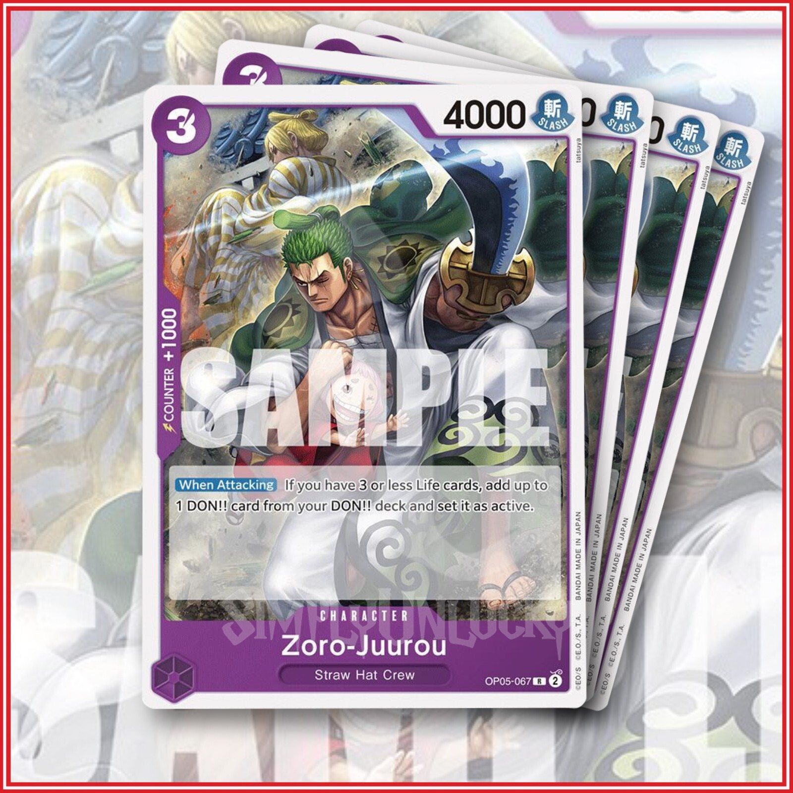 ONE PIECE TCG: Zoro-Juurou ST18 OP05-067 Rare x4 PURPLE