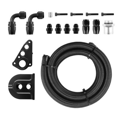 Black 10AN Oil Filter Relocation Kit  For Mustang GT  1996-1998-2010