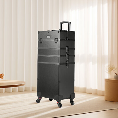 VEVOR Aluminum 5 in 1 Professional Makeup Train Case Cosmetic Case Organizer