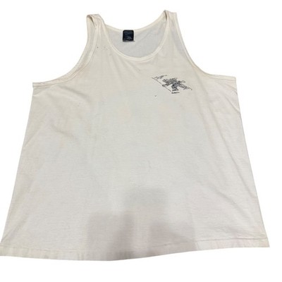 Vintage 1988 Gotcha Sportswear Shark Peace Sign Tank Top White Mens Large USA