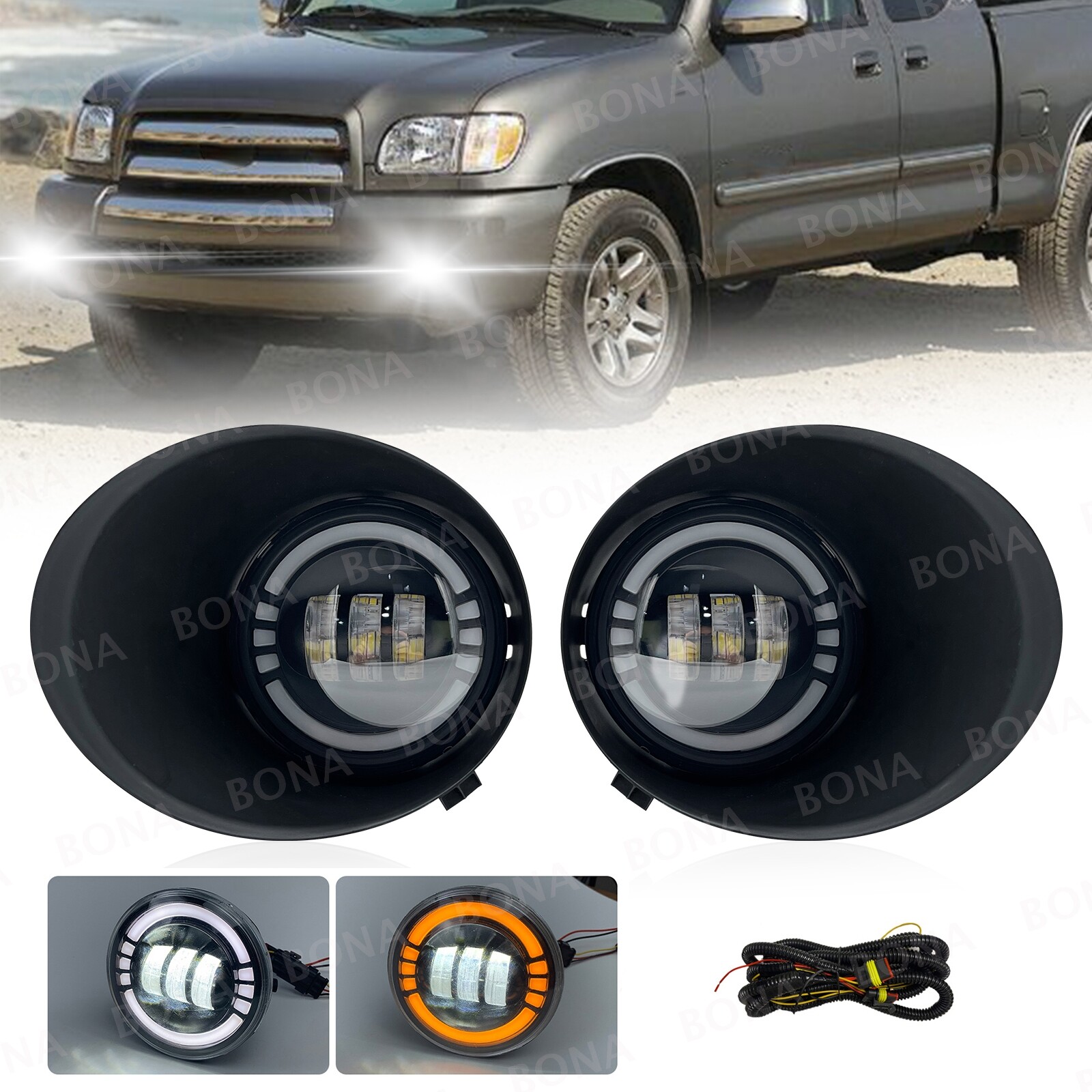 Pair For 2007-2013 Toyota Tundra 2008-2011 Sequoia LED Fog Lights Bumper Lamps