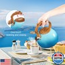 GGC Tea Kettle for Stove Top, 3.1QT/3L Whistling Tea Kettles for Boiling Water Coffee or Milk, Gradient Blue Tea Pot with Wood Parttern Handle, Stainless Steel Tea Pots for Home and Kitchen