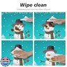 Fiokroo Winter Xmas Snowman Tablecloth with Elastic Edge, Round Table Cloth Christmas Washable Reusable Table Cover for Kitchen Dining Party Picnic, Medium