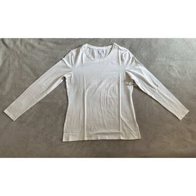 Amazon Essentials Womens White Solid Long Sleeve Shirt Size L