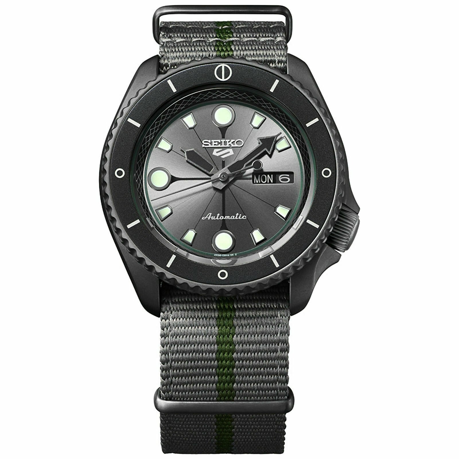 Pre-owned Seiko 5 Sports Naruto & Boruto Shikamaru Nara Limited Edition Watch Srpf75k1