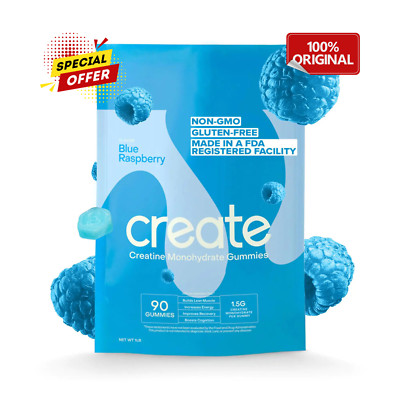 Create Creatine Monohydrate Gummies for Men & Women, Blue Raspberry, 90 ct
