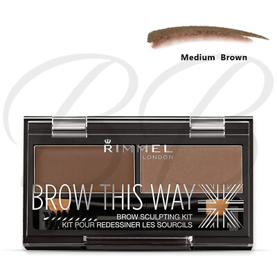 RIMMEL London Brow This Way Eyebrow Powder Sculpting Kit - DARK & MEDIUM BROWN