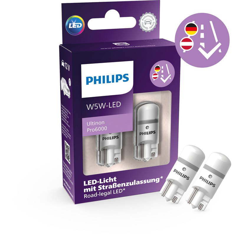 2x Philips Ultinon Pro6000 W 5w Led Mit StraÃEnzulassung* 6000k