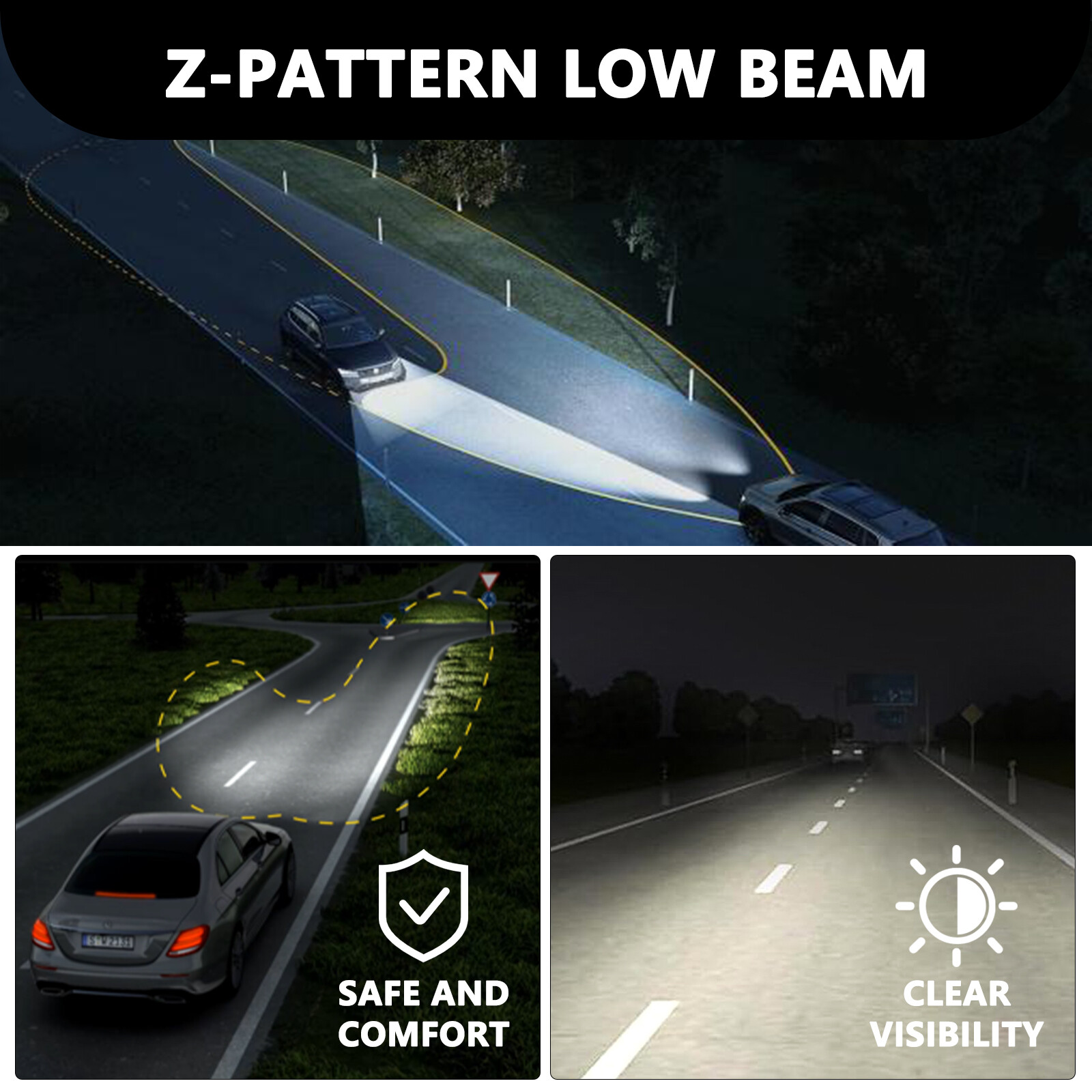 For 2008-2012 Honda Accord Sedan Black Headlights Clear Corner Headlamps Pair